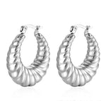 Twill Hollow Earrings Steel Color
