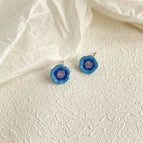 Small Blue Flowers Dripping Oil-Silver Needle