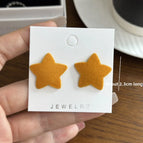 1516 Flocked Star Earrings Yellow