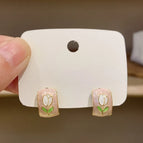 14# Silver Needle-Pink Tulip (Real Gold Plating)