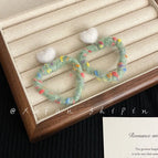 Green Heart Wool Ear Studs