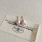 Lotus Pink 8mm Steamed Bread Pearl Stud Earrings