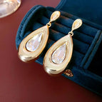 Silver Needle Water Drop Diamond Ear Studs