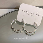 110# silver big c ring earrings