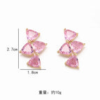 Bow Zircon Earrings [Pink]