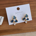 Water Drop Pendant Denim Earrings