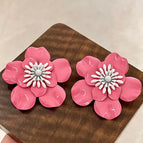 2512076C Pink Flower Earrings