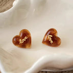Caramel Color LOVE Heart-shaped Stud Earrings