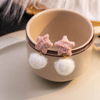 E1523-12/Pink Five-pointed Star White Fur Ball