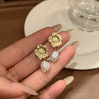 35# sunflower pearl earrings