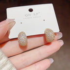 No. 50 Full Zirconium Drop Shape Small Ear Ring (Real Gold Plating)