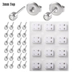 3mm Steel White Diamond Stud Earrings