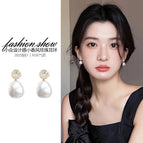 55#Irregular pearl mesh diamond earrings