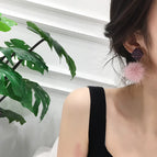 Pink Fur Ball Earrings