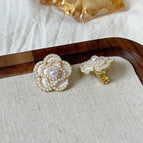 37#Ear Clip-Pearl Flower-White