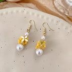 Delicate Osmanthus Pearl Pendant Ear Hooks