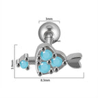 Turquoise Go through Heart with One Arrow (Steel Color) / 0.8X6X3mm