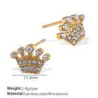 Eh888weg White Diamond Gold Stud Earrings