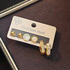 Button Hoop Earrings-White
