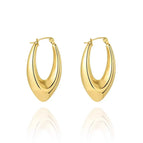 Oval Pointed Hollow Earrings Gold MS-007