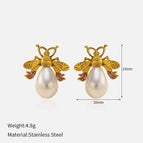 Pink diamond bee earrings