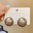 E03-039 Gray Small Pearl Stud Earrings (2.0cm)
