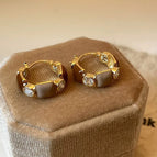 25# Brown Drip Glazed Rhinestone Earrings