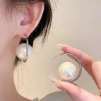 34#C-Shaped Big Pearl【E0199 Silver Needle】