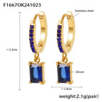 F1667-Gold Blue Zircon Earrings