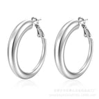 Pointed Shrimp Male Buckle Hollow Earrings Steel Color MS-014