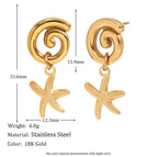 Donut Starfish Stitching Earrings-Gold