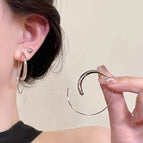 Silver Large C- Ring Ear Studs【E0199 Silver Needle】