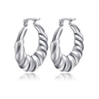 Plum Pattern Hollow Earrings Steel Color MS-24