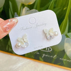 Gj2 butterfly pearl zirconium stud earrings