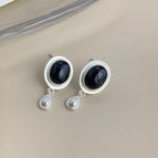 Black Agate Water Drops-Silver Needle