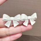 Elegant White Velvet Bowknot Earrings