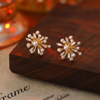 EH-1816 Popcorn Stud Earrings【Real Gold Plating Thickened Sapphire】