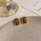 French Retro Brown Stud Earrings