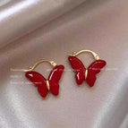Wine Red Butterfly Ear Clip
