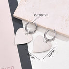 28x30mm / Large Light Gold Love Heart Shape Earrings (Steel Color) / 1 Pair/Package