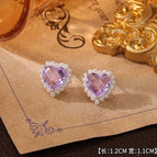 15#Purple Heart Crystal Earrings