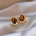 Water Drop Tigereye Ear Studs