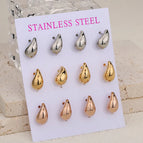 Water Drop Ed87 / Gold Silver Rose Gold / 6 Pairs/Card