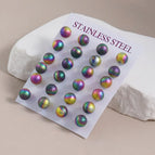Frosted Round Ball Colorful / 8mm/12 Pairs