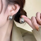 10# texture silver round ball stud earrings