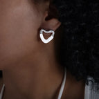 F844-White Drop Oil Steel Ear Studs