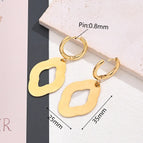 35x25mm / Hollow Geometry Symmetrical Earrings (Gold) / 1 Pair/Package
