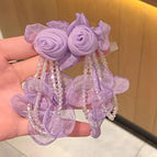 Super Fairy Rose Beaded Tulle Petal Earrings