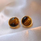 13# round Tigereye Stud Earrings