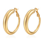 Round Hollow Earrings Gold / 18K